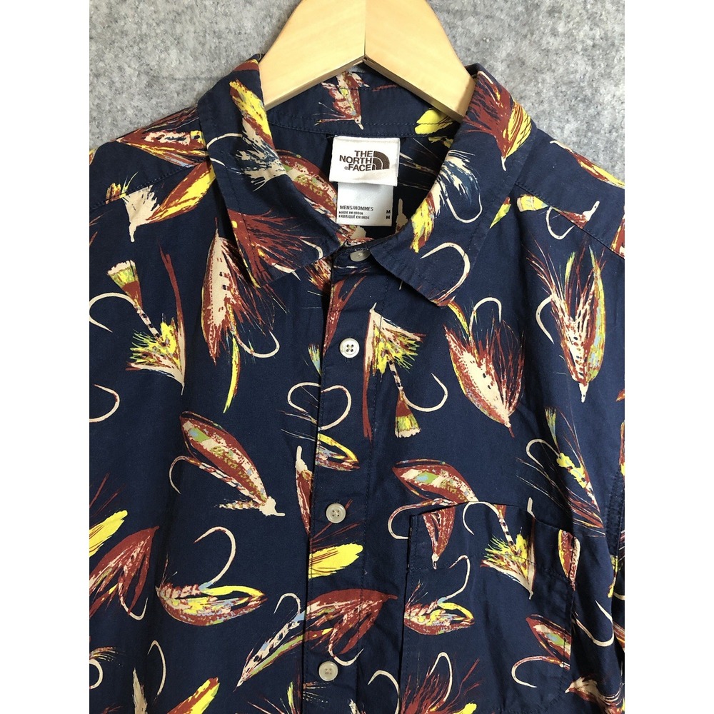 The North Face Shirt Mens Medium Blue Fishing Lures Short Sleeve Casual